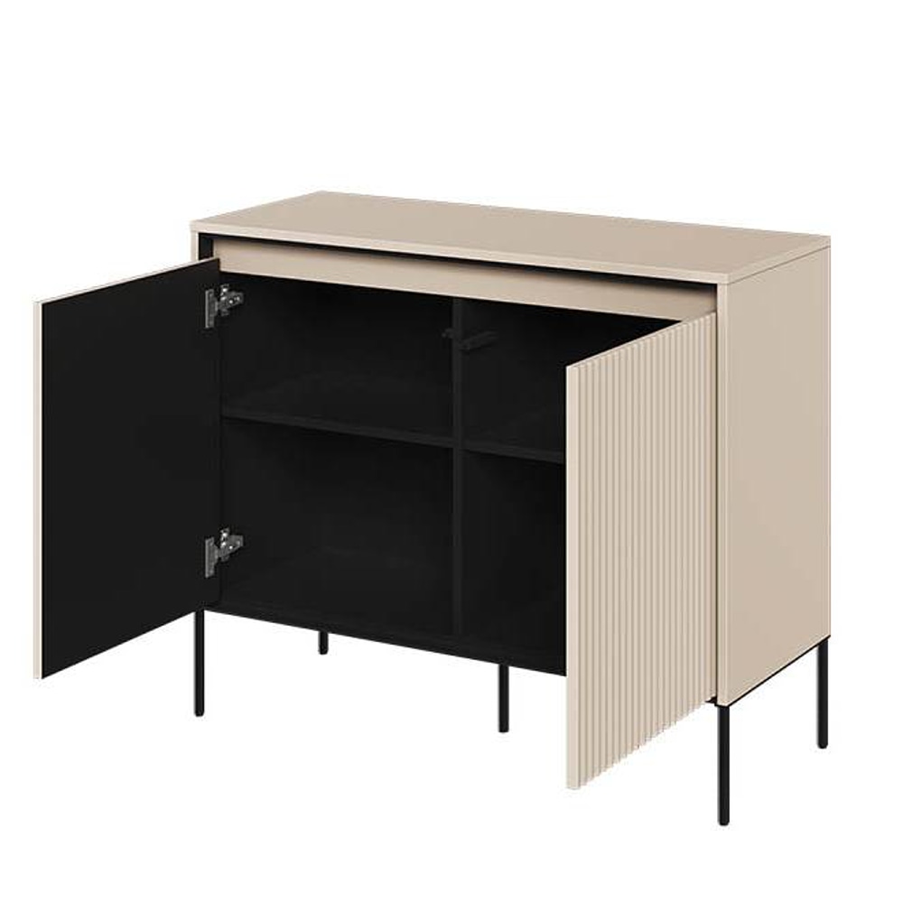 Комод 2д Тренд бежевый/черный с подсветкой 98x40x83 см